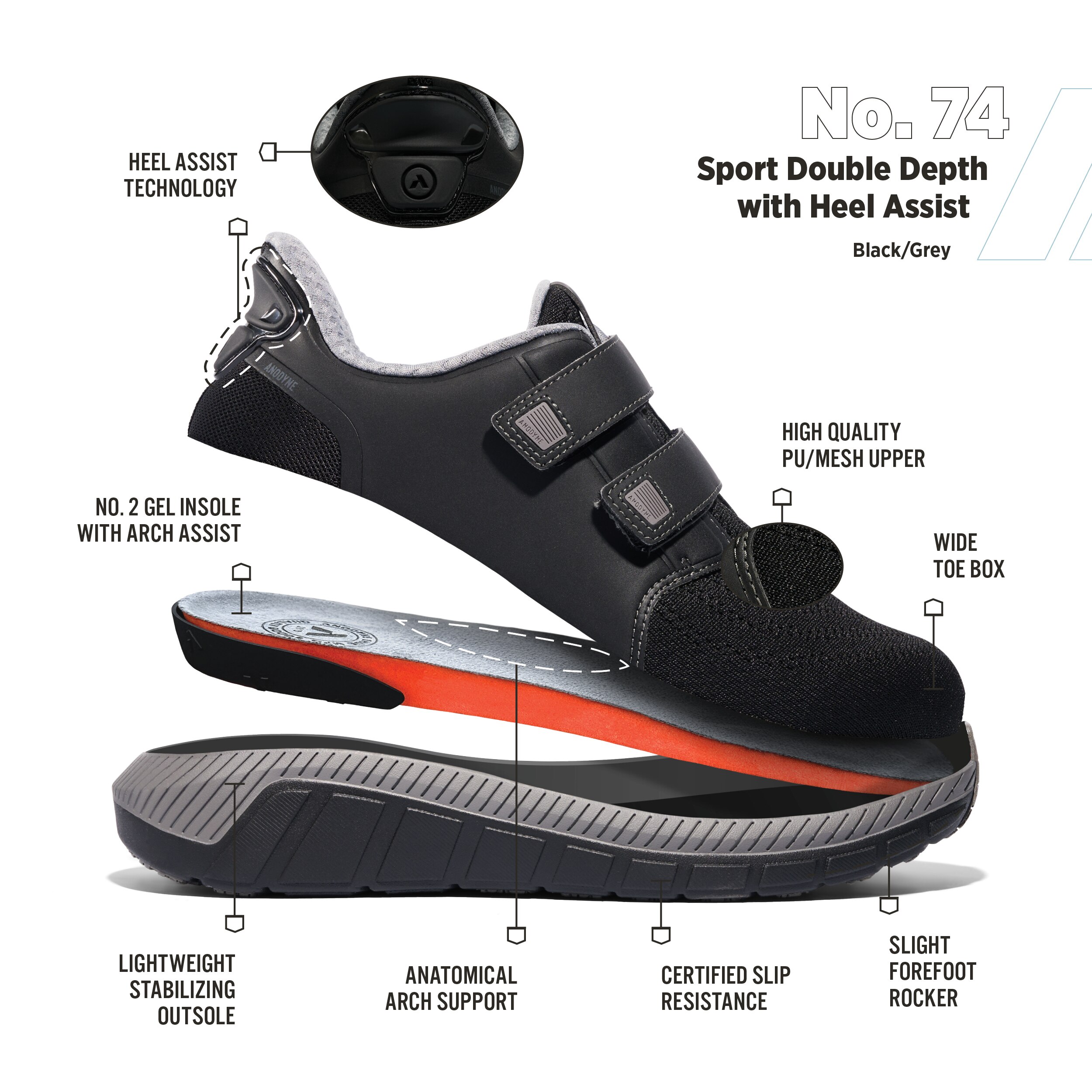 No. 74 Men's Sport Double Depth Step In | Anodyne Shoes